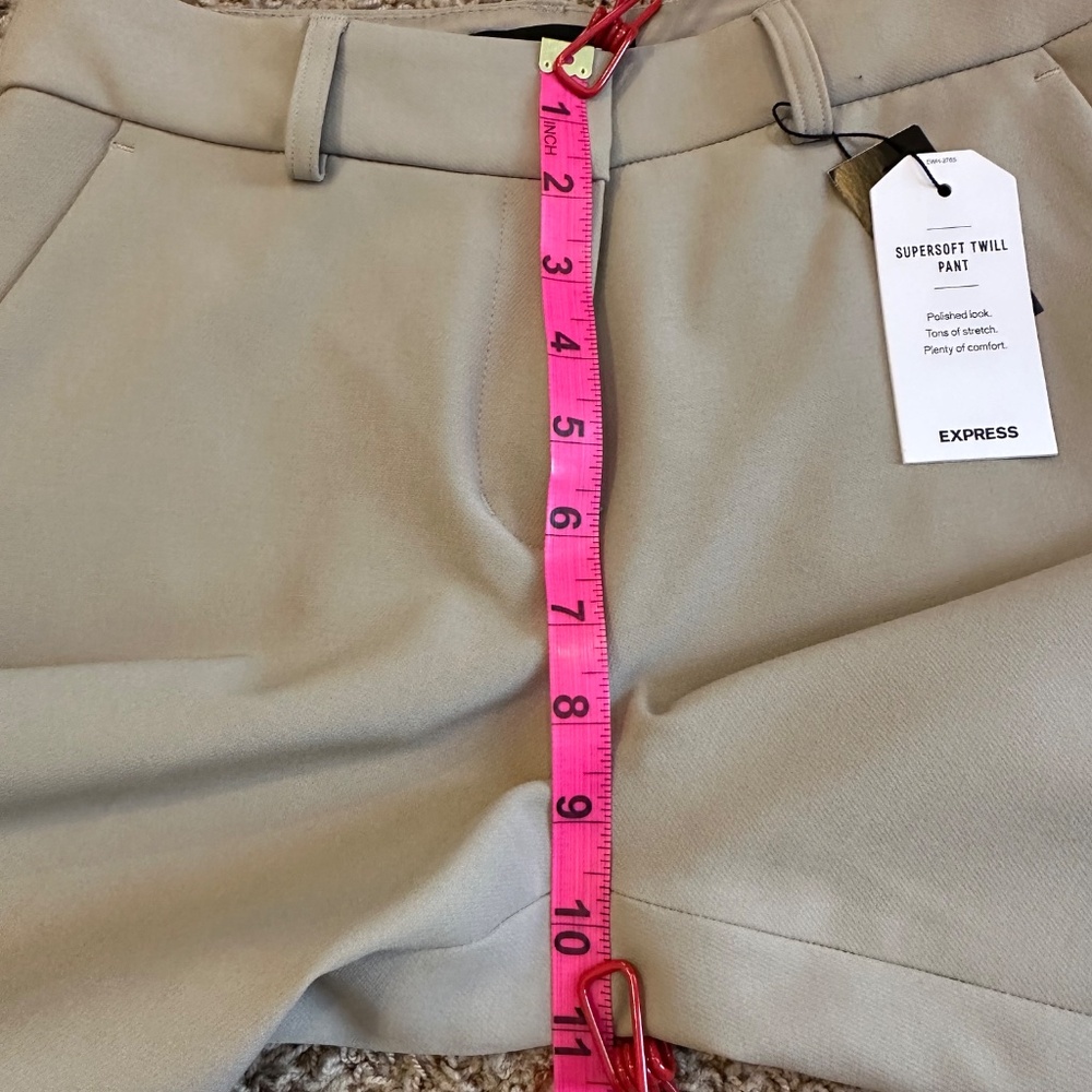 NWT Express Beige/Taupe Mid Rise Boot Supersoft Twill Pant - 4R - Picture 13 of 16